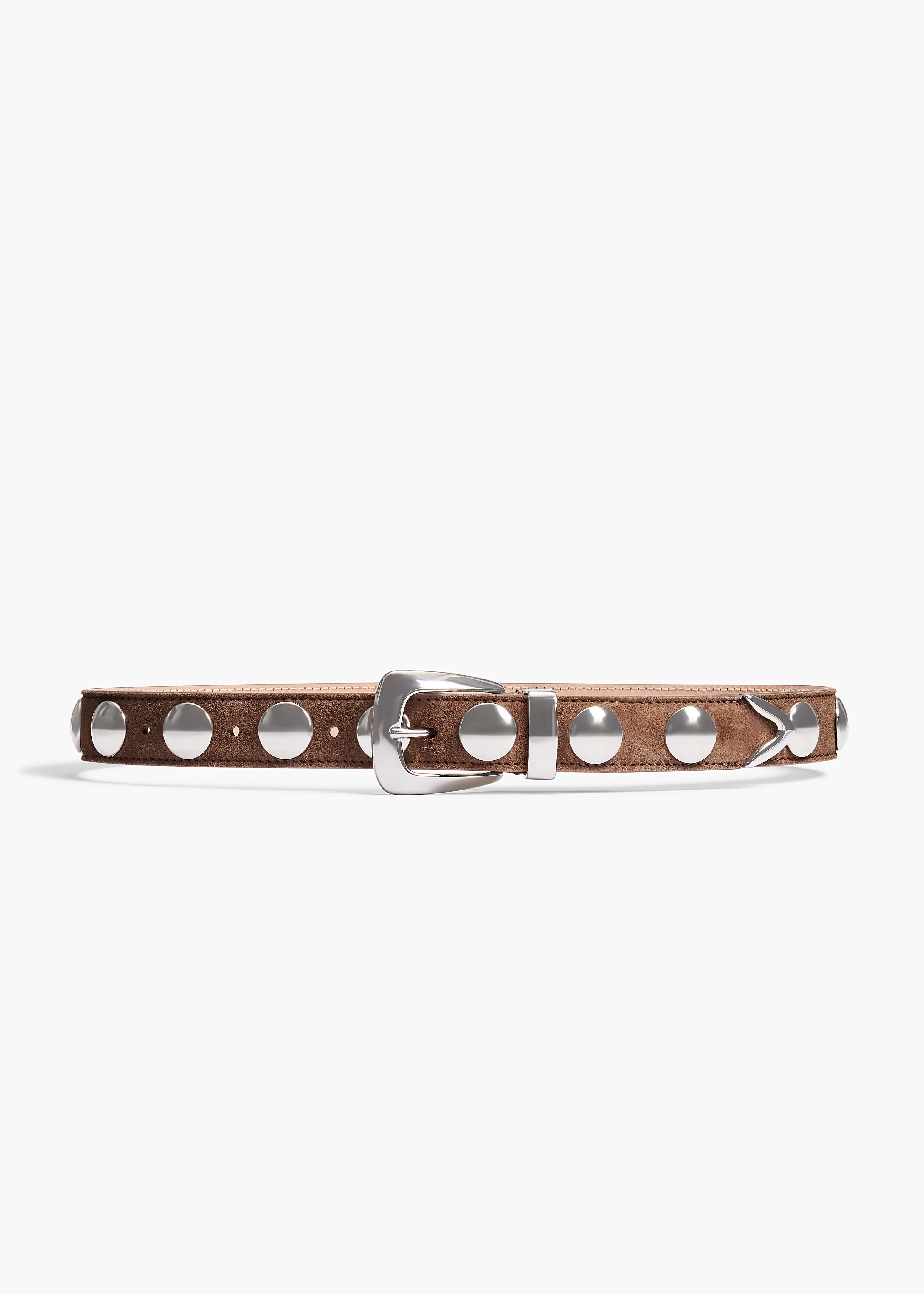 Benny Belt in Toffee Suede with Silver Studs | Khaite