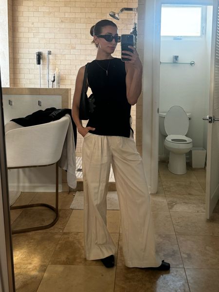 Today’s outfit. Love the trouser trend, it makes any outfit instantly more elevated. 

Summer style, casual chic, elevated basics, trouser outfits, ballet flats 

#LTKFindsUnder100 #LTKStyleTip