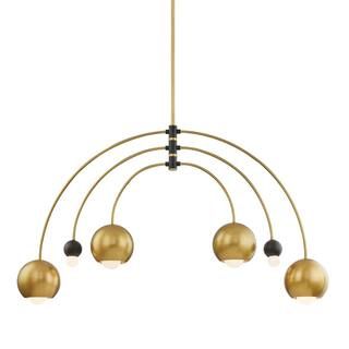 MITZI HUDSON VALLEY LIGHTING Willow 6-Light Aged Brass/Black Chandelier | The Home Depot