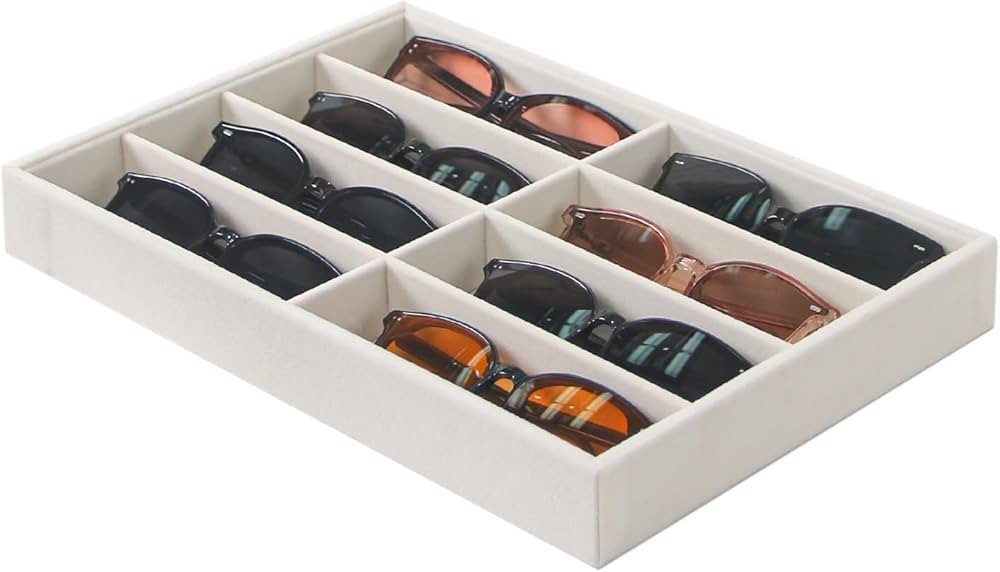 Jewelry Sunglasses Organizer Tray, Beige Velvet Eyeglasses Display Tray Box, Glasses Organize Sto... | Amazon (US)