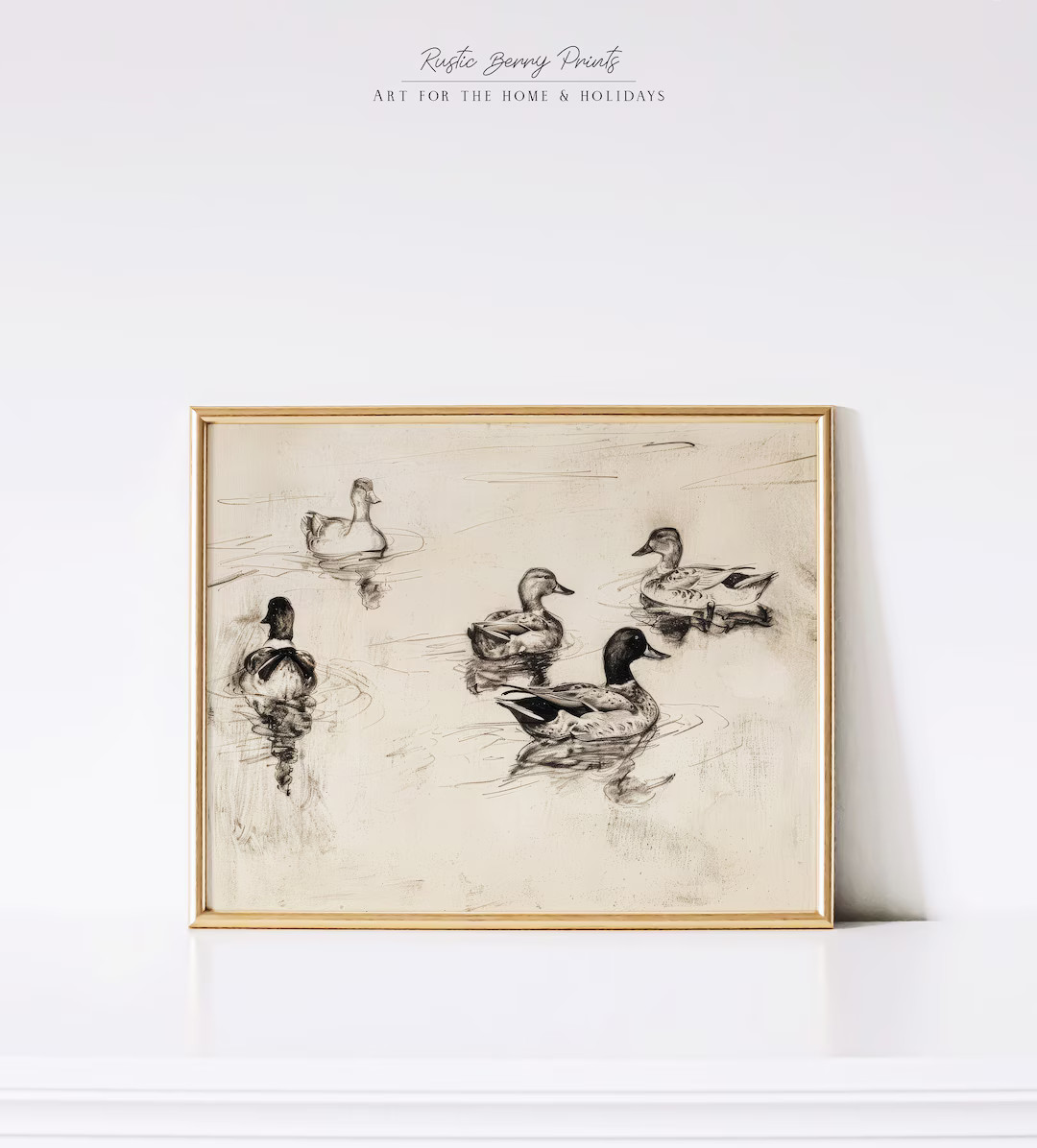 Vintage Ducks Sketch Art Print | Vintage Print | Cottagecore | Neutral | Antique Art | Digital | ... | Etsy (US)