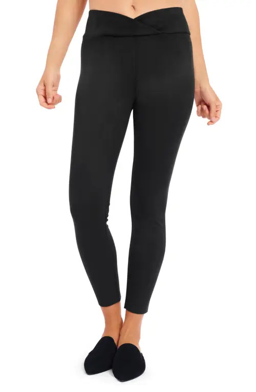 Splendid Crisscross Waist Faux Suede Leggings in Black at Nordstrom, Size X-Small | Nordstrom