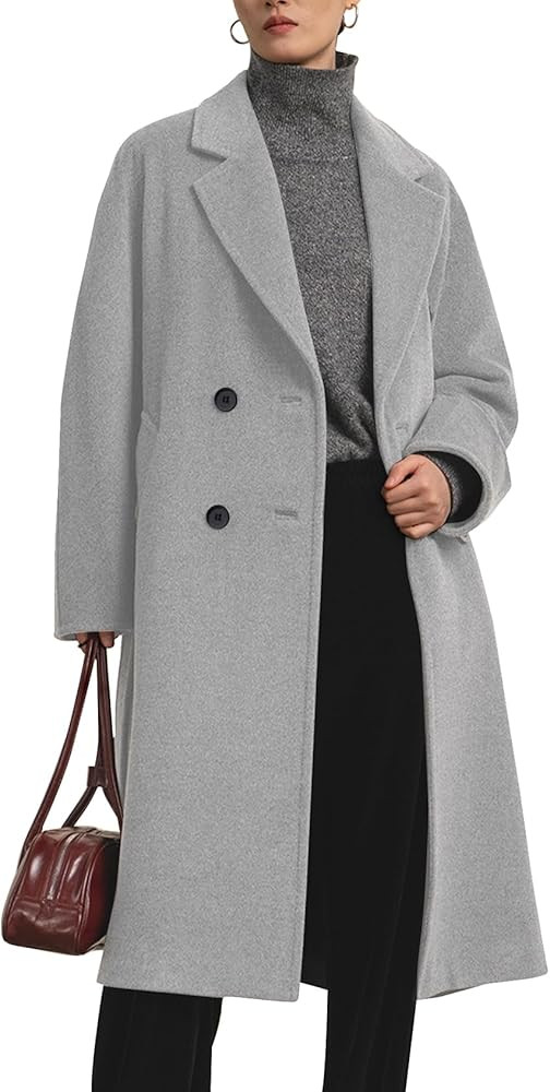Flygo Womens Long Pea Coat Notch Lapel Double Breasted Trench Coat Fall Winter Overcoat Long Jack... | Amazon (US)