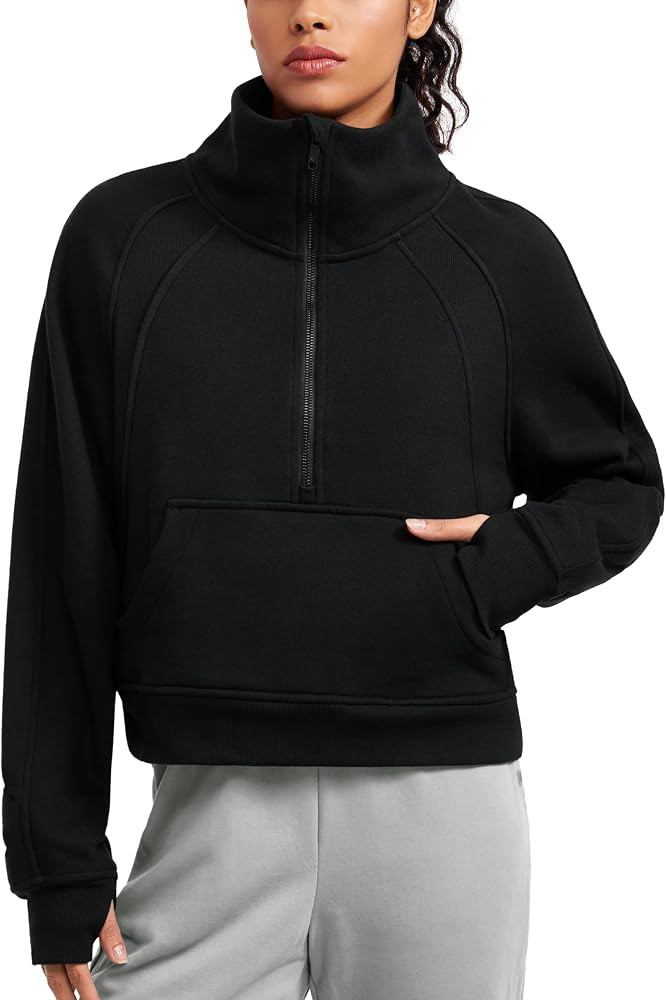CRZ YOGA Womens Fleece Lined Half Zipper Sweatshirts Funnel Neck Long Sleeve Oversized Pullover H... | Amazon (US)