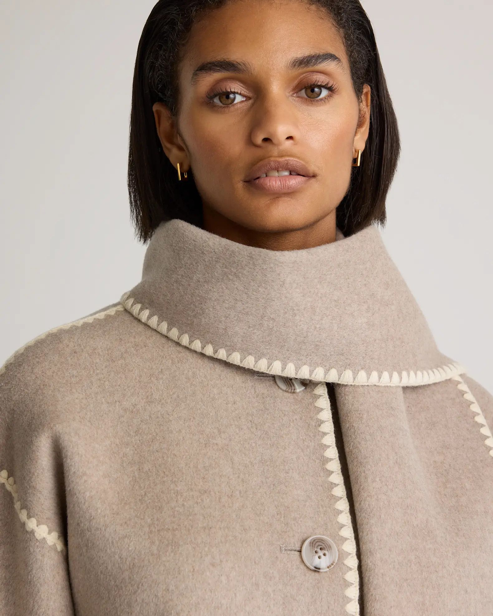 Double-Faced Merino Wool Scarf Coat in Oat | Quince