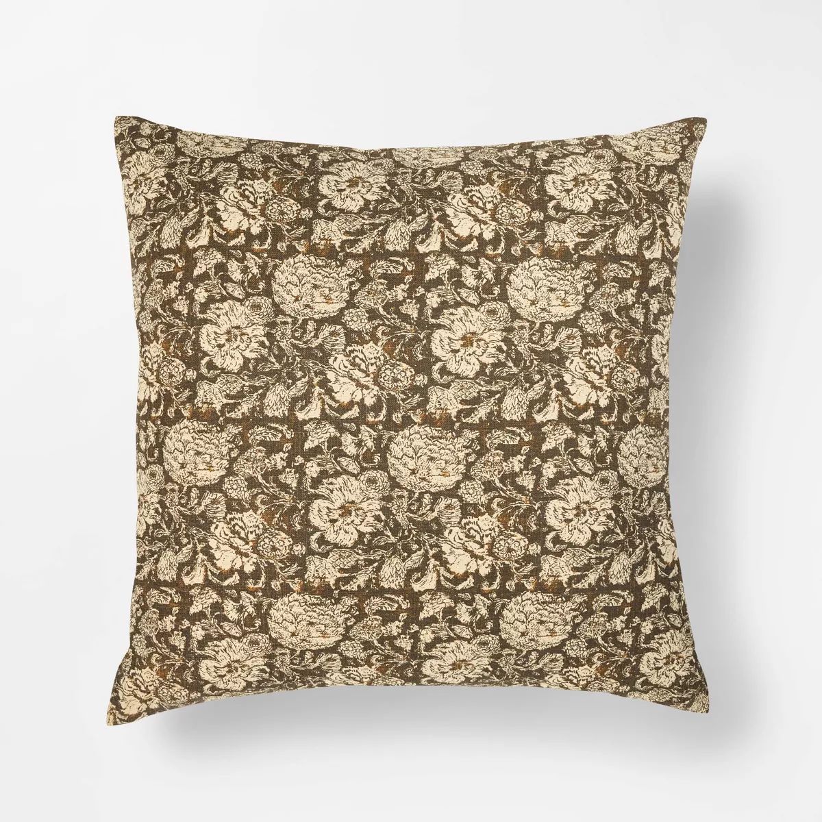 Oversized Printed Floral Square Throw Pillow Brown/Cream - Threshold™ designed with Studio McGe... | Target