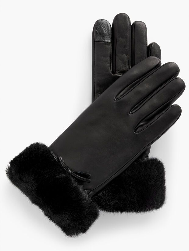 Faux Fur Trim Leather Gloves | Talbots