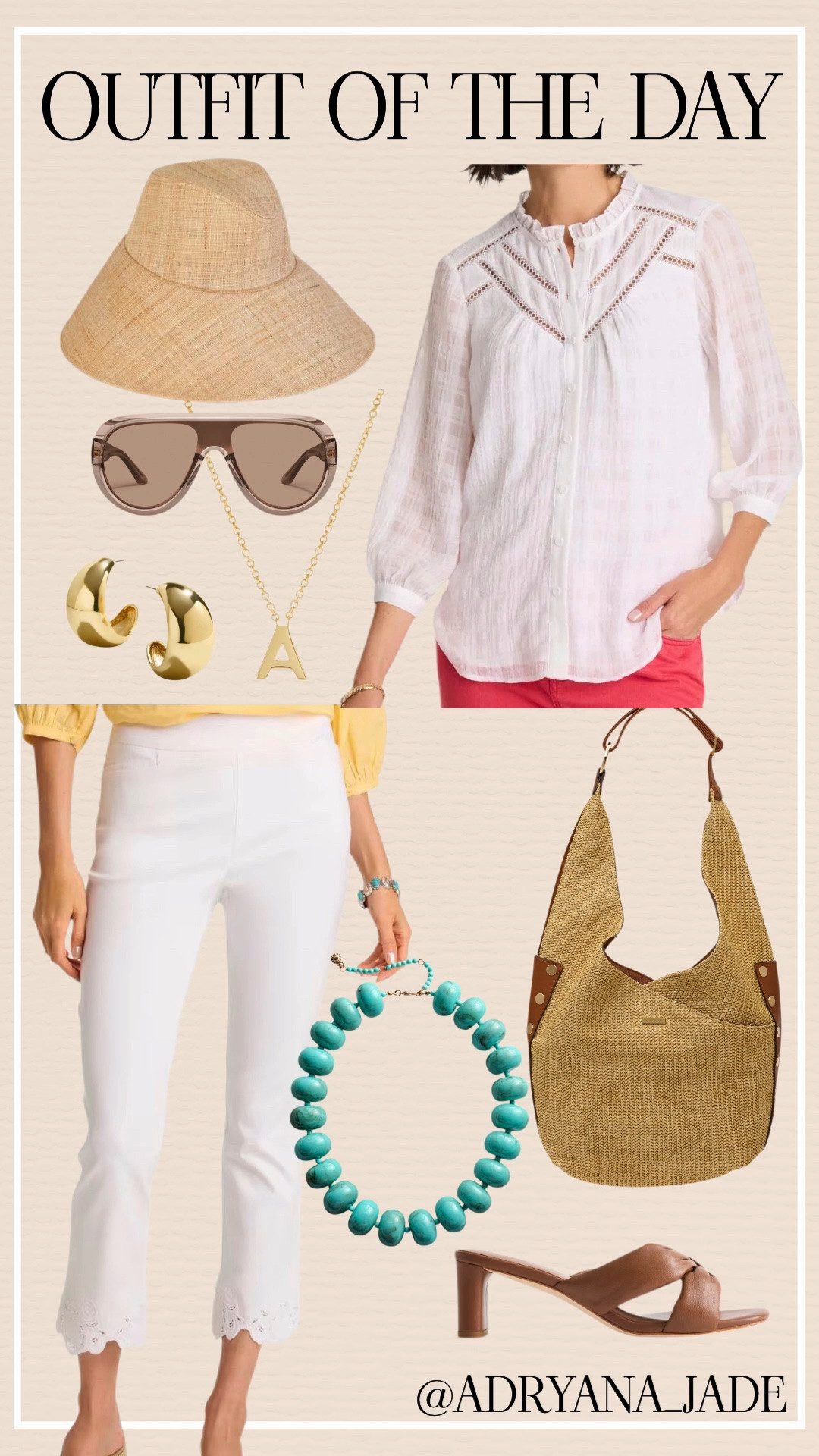 MONOCHROMATIC STYLING 🤍

One of my favorite styling tricks for looking instantly elevated? Start with one color story and build from there. Today I started with monochromatic whites — this gorgeous lace-detailed blouse and cropped pants combo — then layered in raffia accessories, rich brown tones, and pops of turquoise for that perfect little touch of personality. 

Fashion should feel fun at every age. Wear the colors, the jewelry, the hat, the statement pieces. Life’s too short for boring outfits!

Blouse and pants run TTS - take your normal size. 🤍

👉 Follow for more Style Over 50 fashion inspiration
👉 Save & share this with a friend who loves fashion

#StyleOver50 #Over50Style #FashionOver50 #Over50Fashion   #WomenOver50