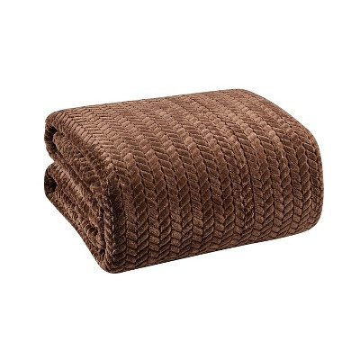 Plazatex Chevron Braided Stylish Soft Comfortable and Lightweight All Seasons Blanket Twin Chocolate | Target