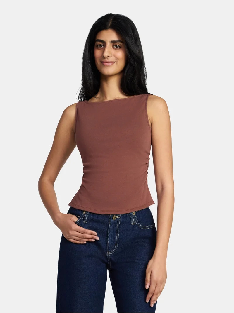 Madden NYC Women's Sleeveless Ruched Tank Top, Sizes XXS-XXL | Walmart (US)