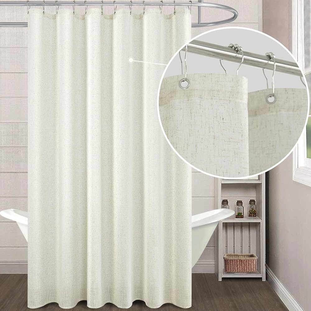 KOUFALL Farmhouse Shower Curtain 96 Inches Long,Modern Boho Linen Fabric Extra Long Shower Curtai... | Amazon (US)