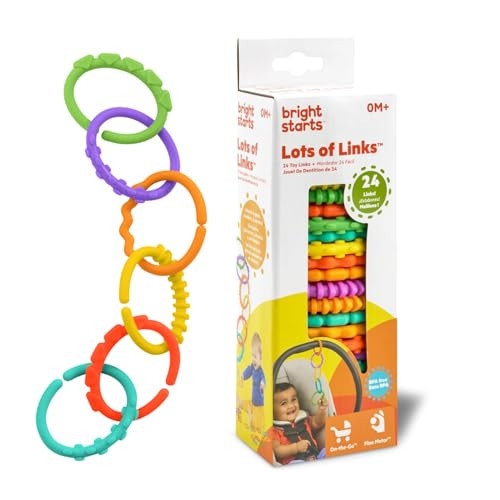 Bright Starts Lots of Links Rings Toys for Stroller or Carrier Seat, BPA-Free, Ages 0 Months Plus, Multicolor, 24 Count | Amazon (US)