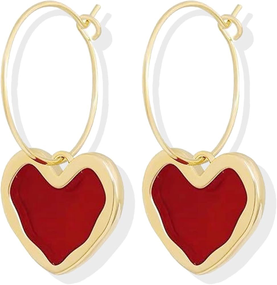 Valentines Earrings Red Heart Earrings for Women Valentines Day Outfits women Accessory Sparkly J... | Amazon (US)