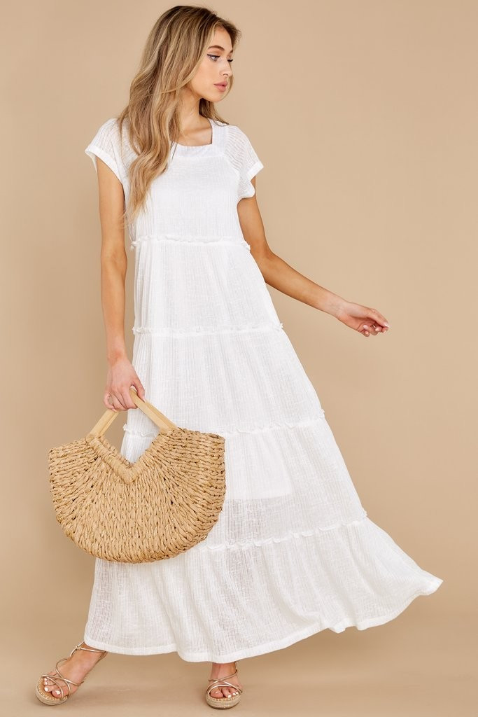 Perfect Record White Knit Maxi Dress | Red Dress 