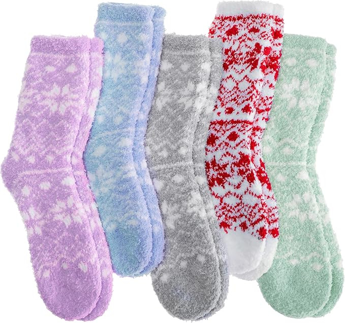 Fuzzy Slipper Socks Thick Fluffy Warm Winter Cozy Plush Soft Sleep Home Socks for Women Men | Amazon (US)