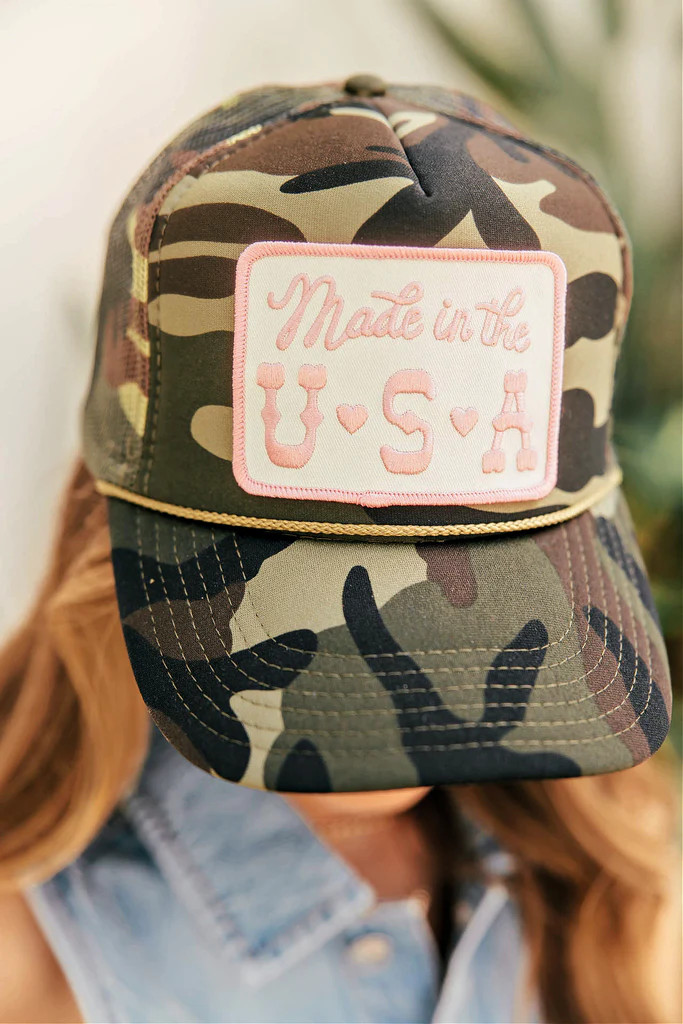 NEW!! "Made in the USA" Trucker Hat in Camo | Glitzy Bella