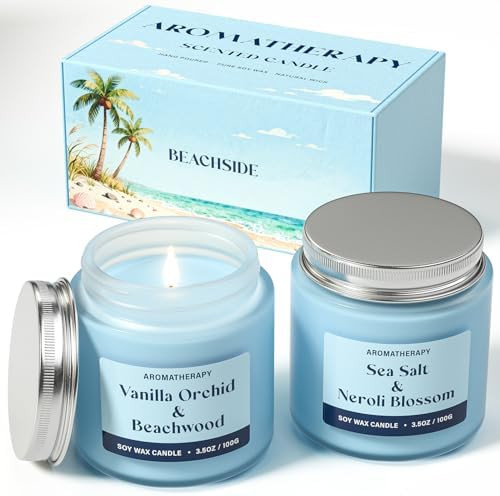 Summer Scented Candles Gifts for Women, Soy Candle Gift Set, 2 Pack Fresh Summer Aromatherapy Can... | Amazon (US)