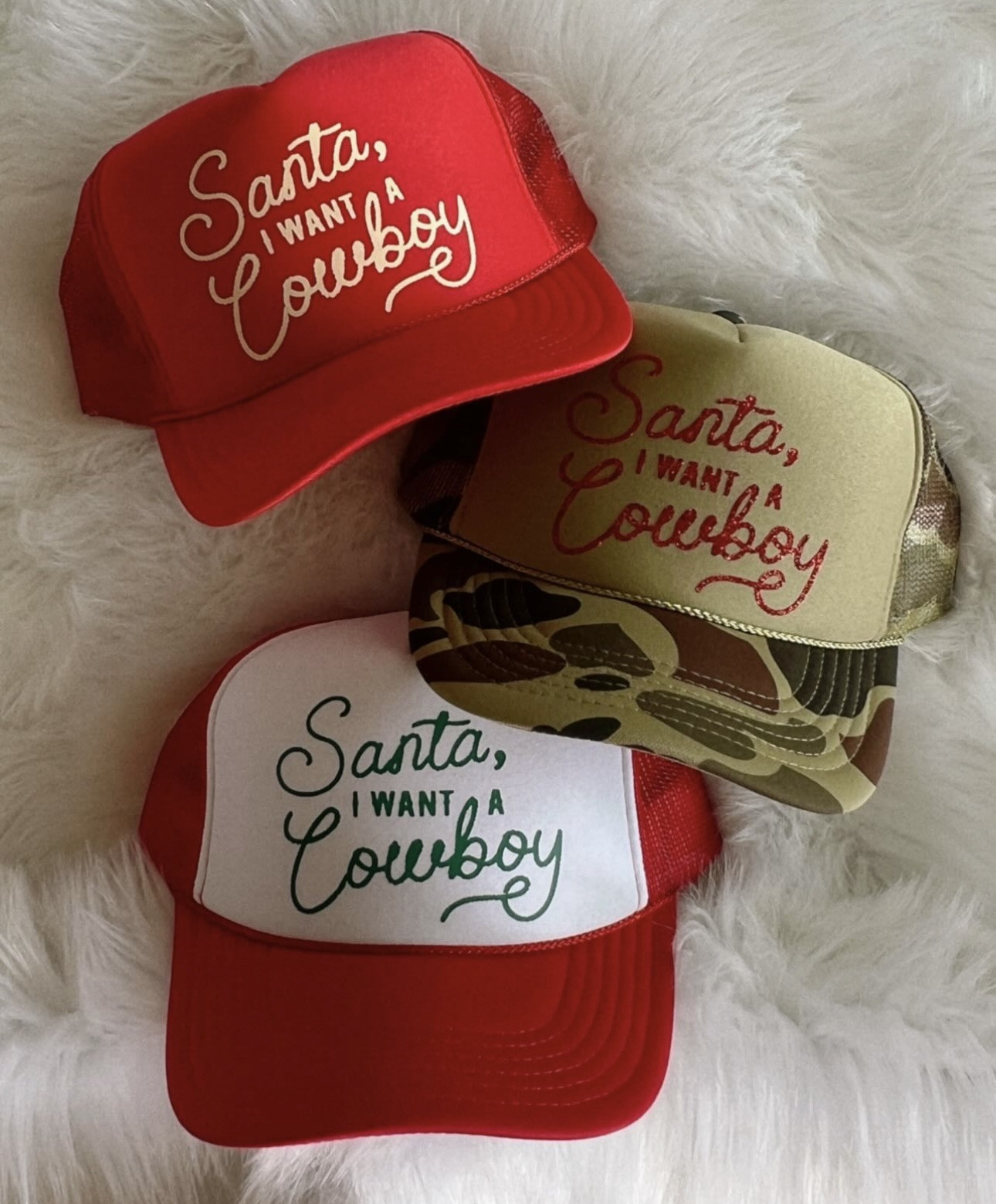 Christmas holiday trucker western hats 

#LTKCyberWeek #LTKHoliday #LTKFindsUnder100