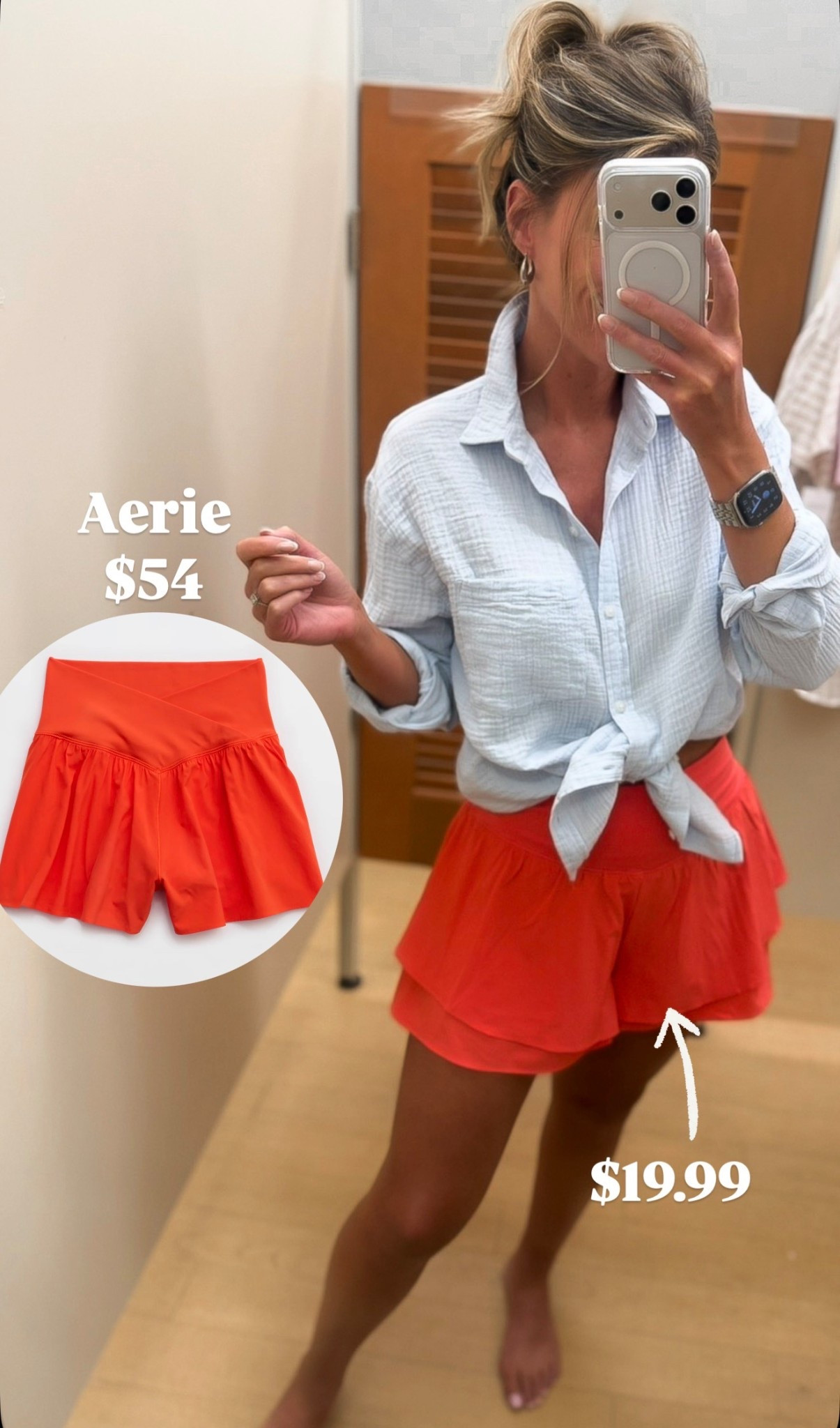 This entire outfit could pass for Aerie. 
Top/small (blue color not online yet)
Shorts/ large 

#LTKSeasonal #LTKmomlife