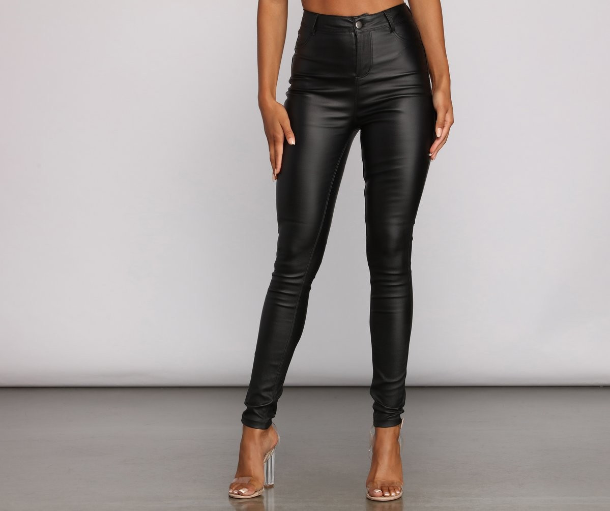 High-Rise Coated Skinny Pants | Windsor Stores