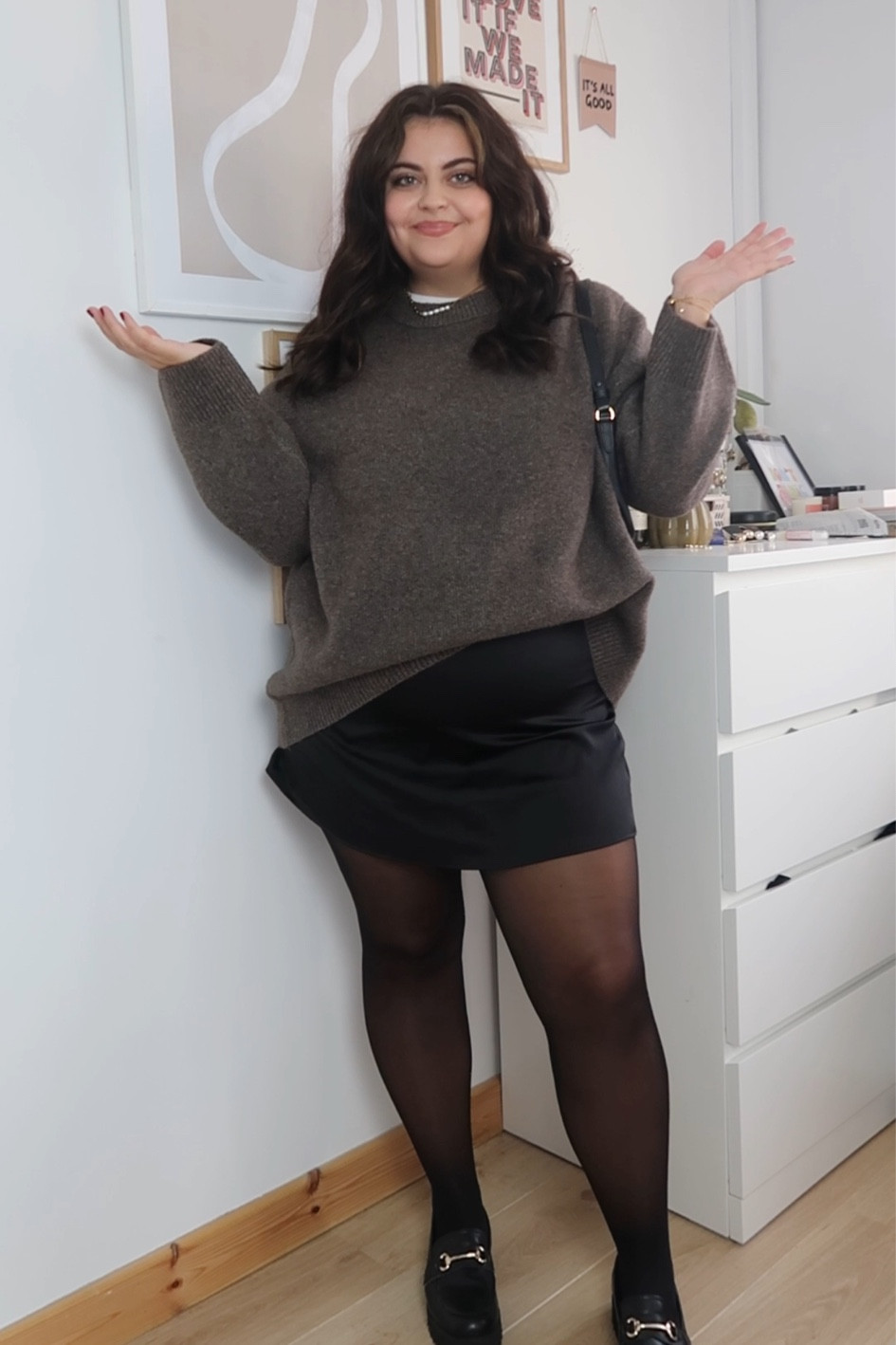Dupes for the viral primark jumper 🍂😩👌 satin mini skirt jumper outfit tights outfit 

#LTKeurope #LTKplussize #LTKmidsize