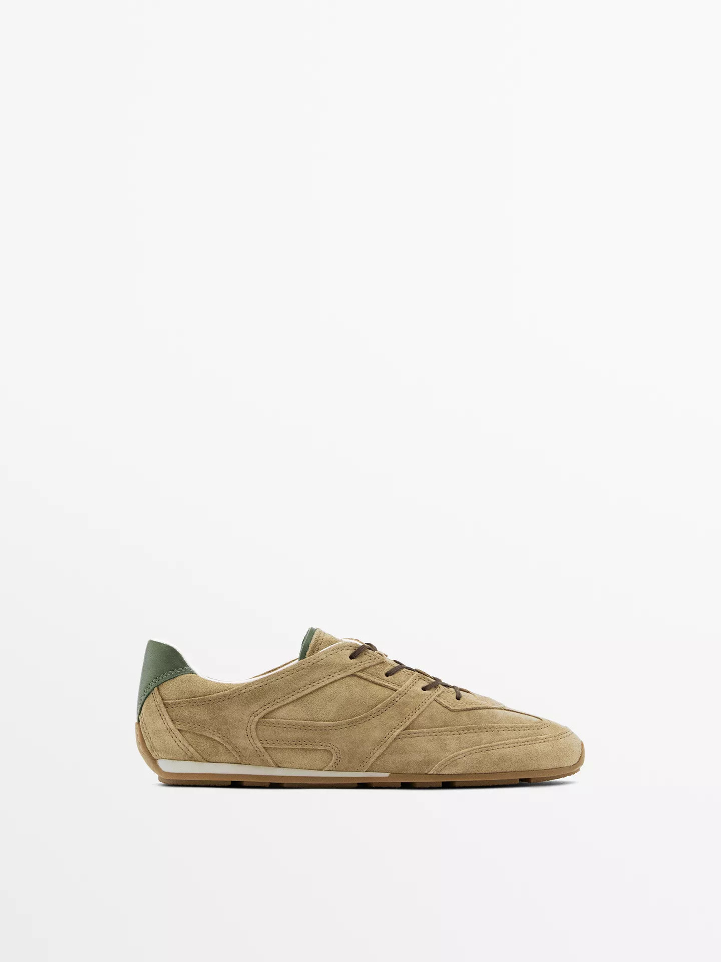 Split leather trainers with piece details | Massimo Dutti UK