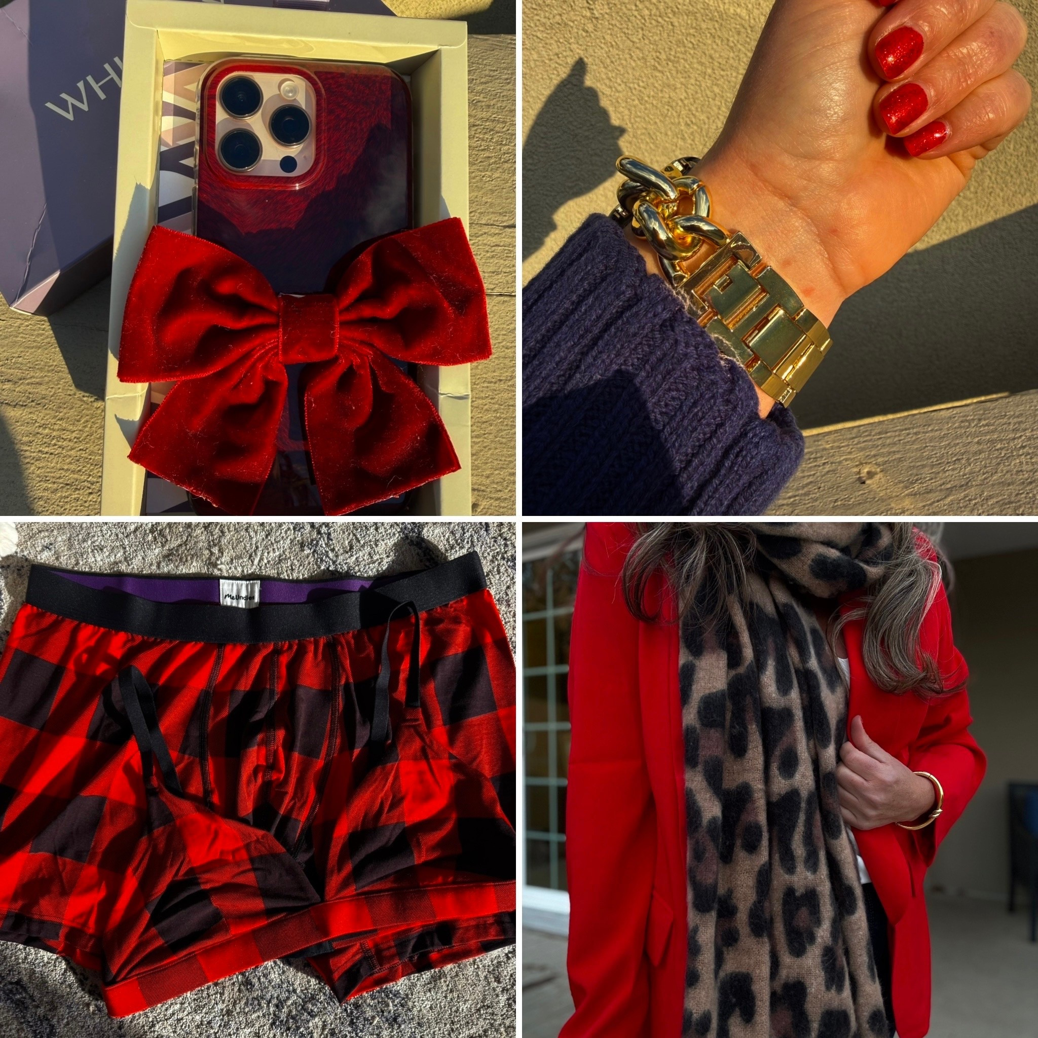 Christmas Gift Ideas 🎁

✨Red Velvet Bow IPhone Case
✨Gold Chain Apple Watch Band
✨Buffalo Plaid Set
✨Cheetah Print Scarf

#LTKHoliday #LTKGiftGuide #LTKSaleAlert