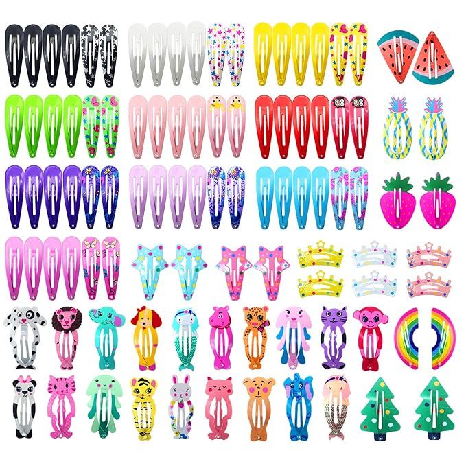 Hair Clips for Girls, Funtopia 100 Pcs No Slip Metal Snap Hair Clips Barrettes for Kids Teens Wom... | Amazon (US)