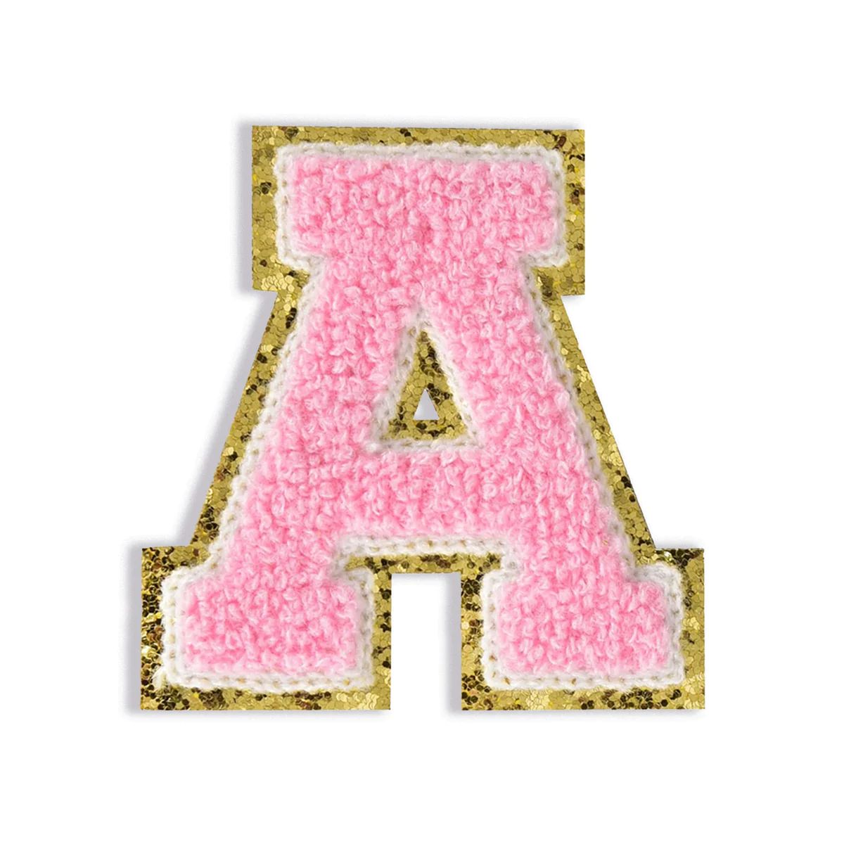 3” Chenille Sparkle Letter Patches — Pink | Becco Bags