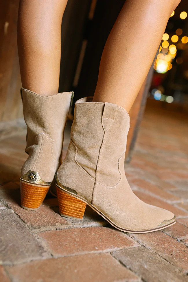 Teresea Taupe Cowboy Boots | Pink Lily