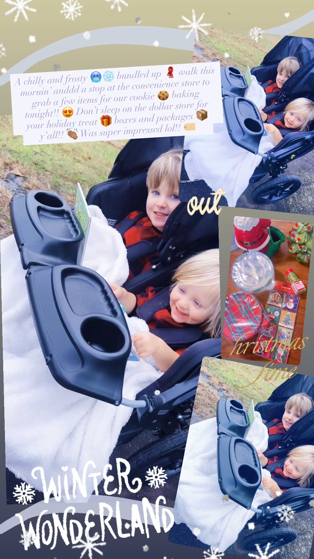 A chilly and frosty 🥶❄️ bundled up 🧣 walk this mornin’ anddd a stop at the convenience store to grab a few items for our cookie 🍪 baking tonight!! 😍 Don’t sleep on the dollar store for your holiday treat 🎁 boxes and packages 📦 y’all!! 👏🏽 Was super impressed lol!! 🏷️ 