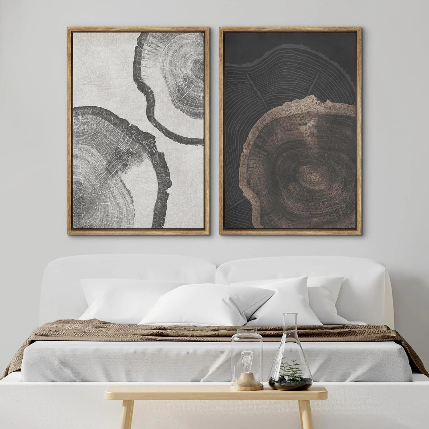 IDEA4WALL Wood Tree Rings Abstract Minimalist Modern Wall Art Neutral Boho Decor On Canvas 2 Piec... | Wayfair North America