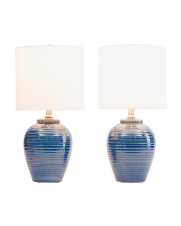 2pk 20in Textured Ceramic Pot Table Lamps Set | TJ Maxx