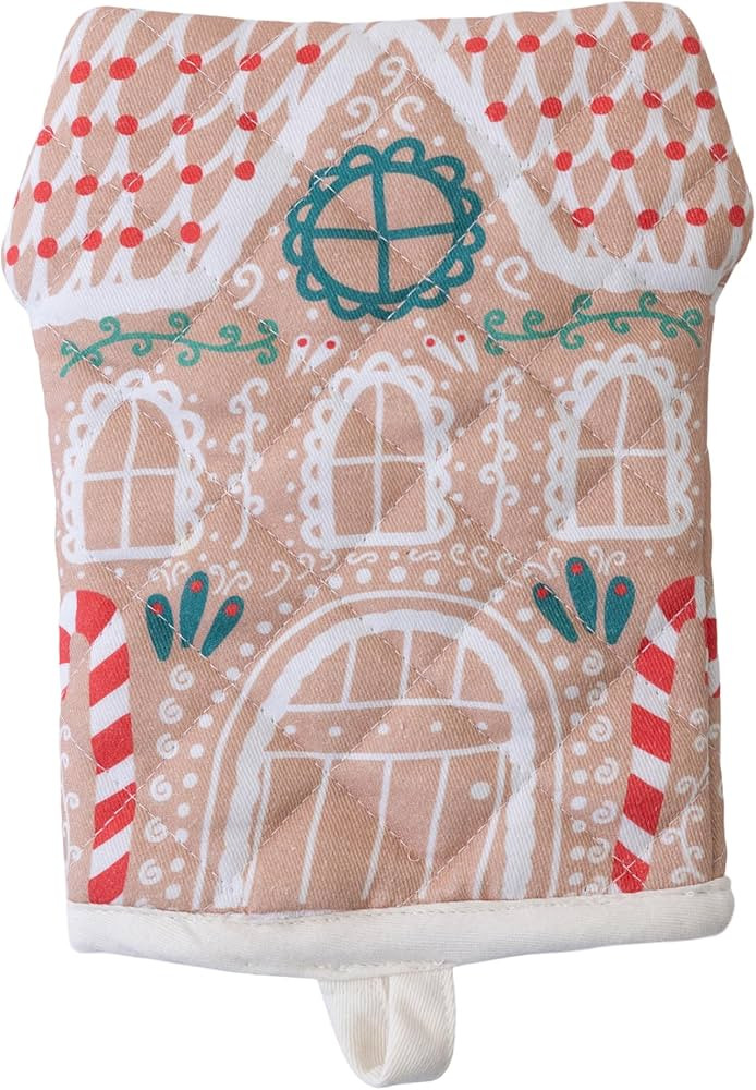 Mary Square Festive Chic Holiday Gingerbread House Shaped One Size Cotton Oven Mitt Pot Holder Tr... | Amazon (US)