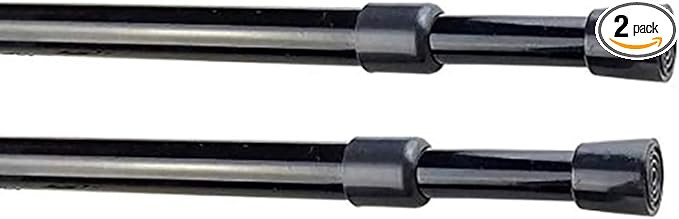 2 Pack Spring Tensions Rods Steel Adjustable Length Curtain Rod, 28-43 Inches (Black) | Amazon (US)