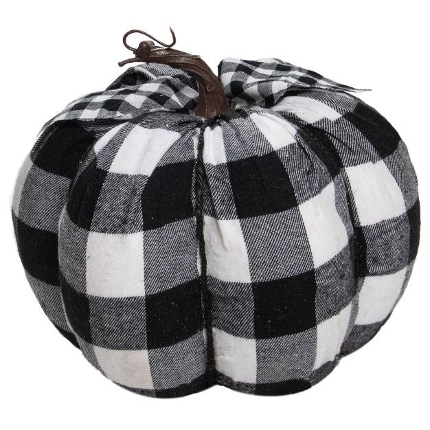 Northlight 7" Black and White Buffalo Plaid Fall Harvest Tabletop Pumpkin | Target