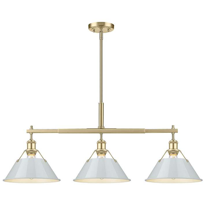 Orwell 3-Light Linear Pendant in Champagne Bronze with Dusky Blue | www.lampsplus.com | Lamps Plus