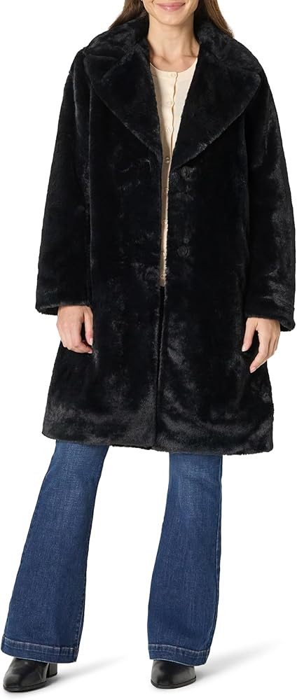 Amazon Essentials Womens Relaxed-Fit Long Faux Fur Coat with Lapel Collar | Amazon (US)