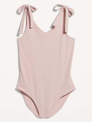Tie-Shoulder V-Neck Rib-Knit Bodysuit for Women | Old Navy (US)