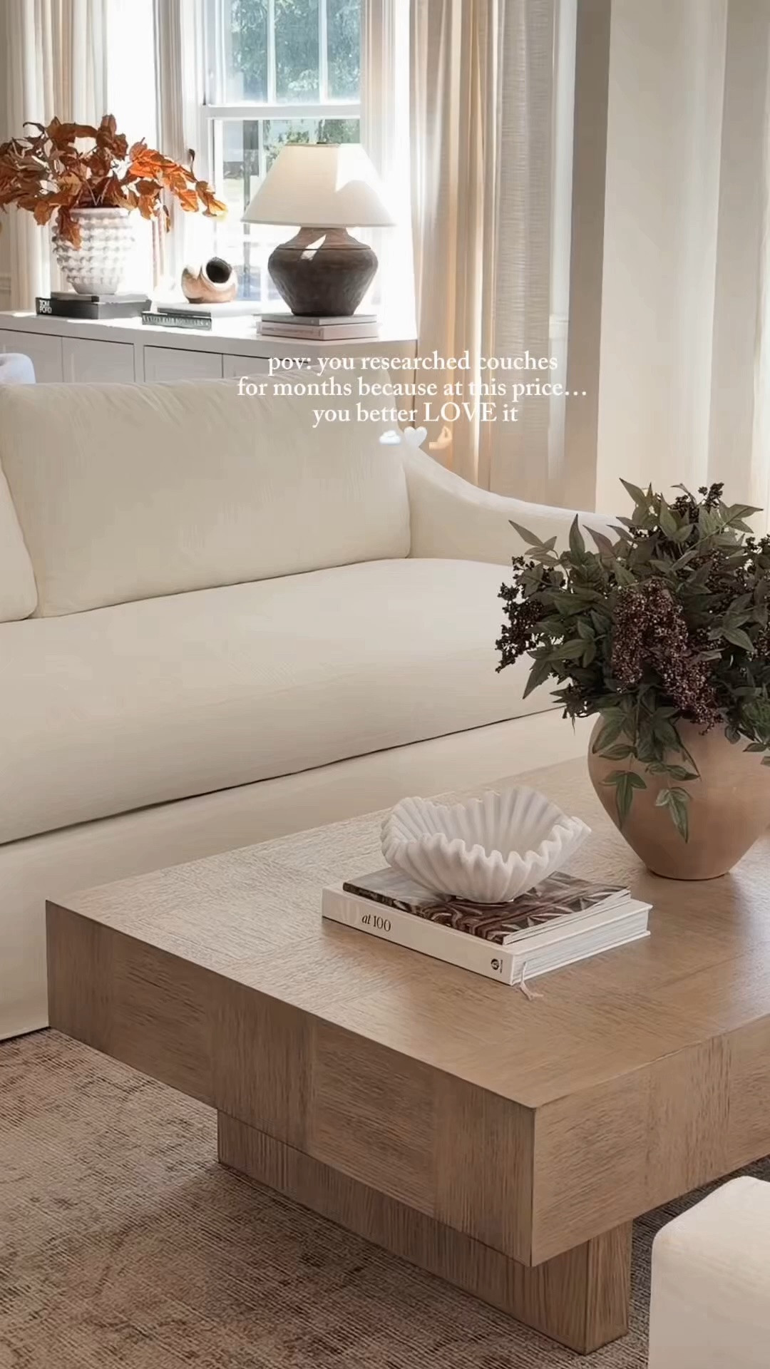 The Pottery Barn York slope deep seat couch was definitely a splurge—but the quality, comfort, and timeless look made it worth the wait and money! So happy with how the living room turned out! @Pottery Barn  @Wayfair #livingroom #decor #potterybarn