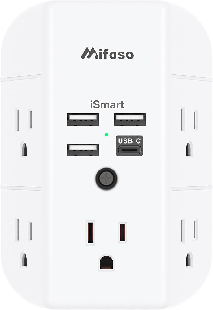Wall Outlet Extender with Outlet Splitter Surge Protector USB Wall Charger with 5 Outlet Extender... | Amazon (US)