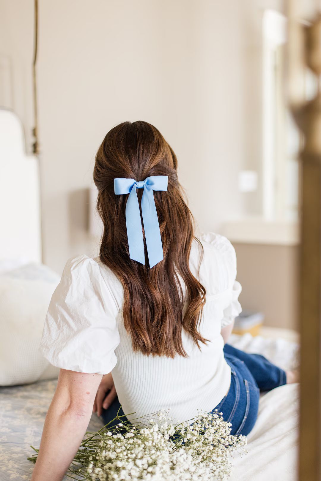 Buy Chambray Blue Satin Ribbon Hair Bow Barrette, Bow Clip, Easter Gift Preteen Teen Tween Girl G... | Etsy ROW