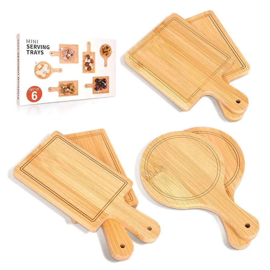 Mini Cutting Board, Charcuterie Boards Set, 6 PCS Bamboo Cheese Board Set, 6inch Cheese Serving T... | Amazon (US)