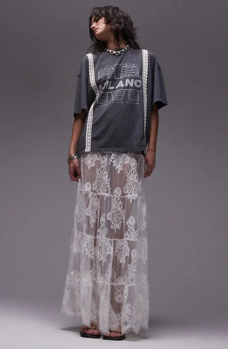 Tiered Sheer Lace Maxi Skirt | Nordstrom