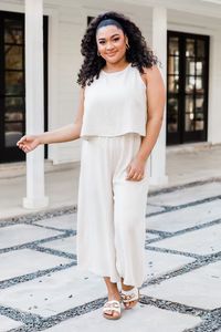 Never Wanna Leave Beige Jumpsuit | Pink Lily