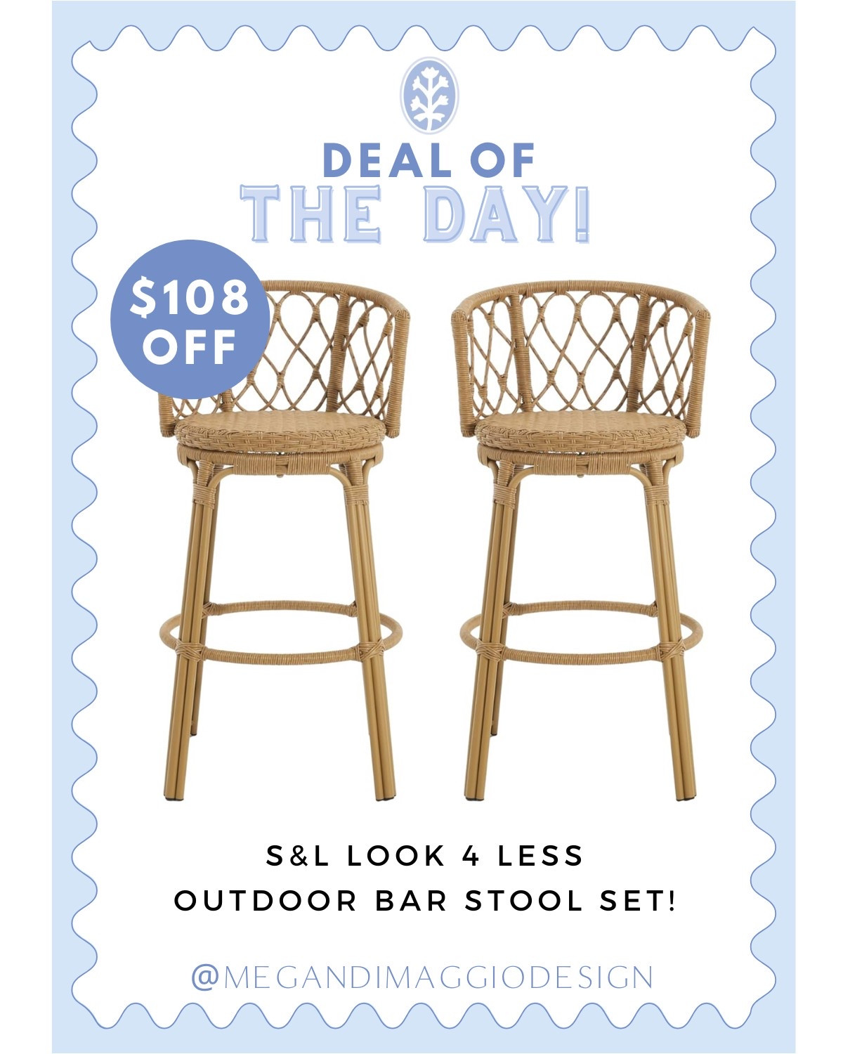 Wow!! Major deal alert on these Serena & Lily look for less outdoor bar stools!! Found on sale for less than $150 each!! Sold in a set of 2, save $108 right now and be ready for patio season!! ☀️

#LTKSaleAlert #LTKHome #LTKSeasonal