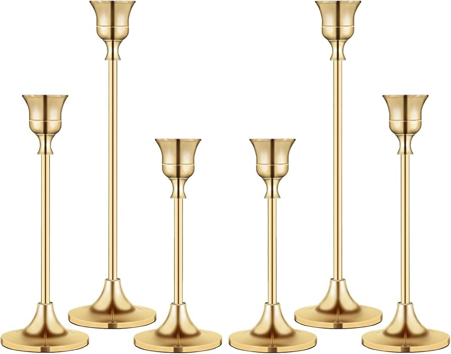 Candlestick Holders,Taper Candle Holder for Candlesticks Gold Brass Vintage Candle Stick candle H... | Amazon (US)