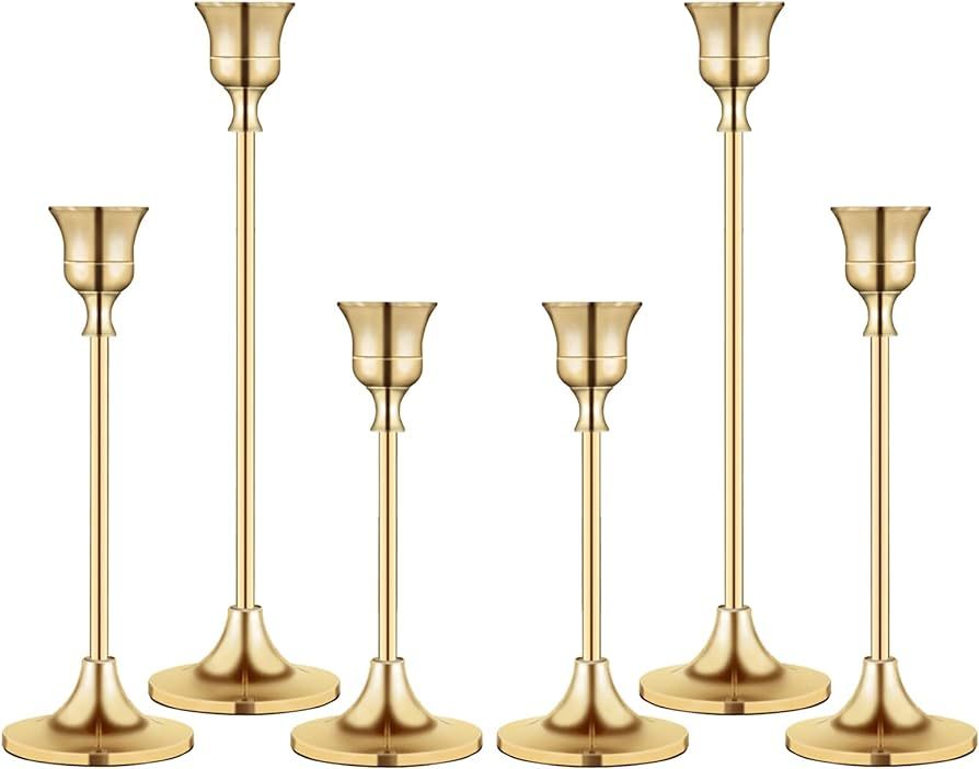 Candlestick Holders,Taper Candle Holder for Candlesticks Gold Brass Vintage Candle Stick Candle H... | Amazon (US)