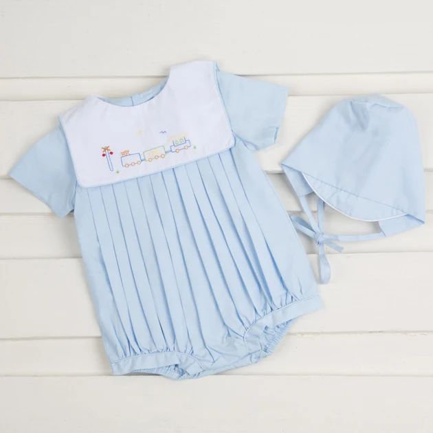 Train Embroidered Pleated Bubble | Classic Whimsy