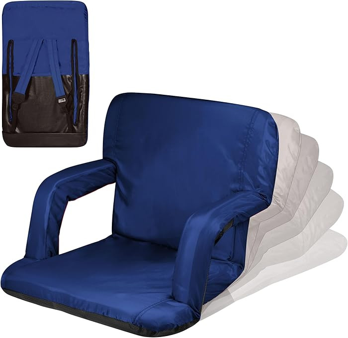 PICNIC TIME Ventura Portable Reclining Stadium Seat with Back Support, Folding Bleacher Chairs wi... | Amazon (US)